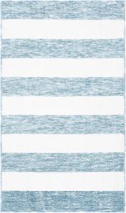 Ковер SAFAVIEH, 69 x 122 см, Easy Care Collection, Light Blue & Ivory, Stripe, не линяет, прост в уходе, можно стирать в машине, идеален для помещений с высокой проходимостью: прихожая, гостиная, спальня (ECR115L)