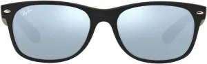 Солнцезащитные очки Ray-Ban RB2132 New Wayfarer с зеркальными линзами, квадратной формы, Rubber Black/Light Green Mirror Silver