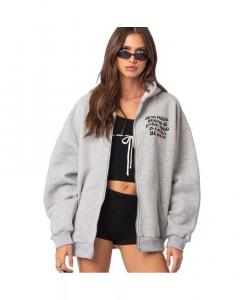 Женская толстовка оверсайз на молнии Everything's ok Edikted