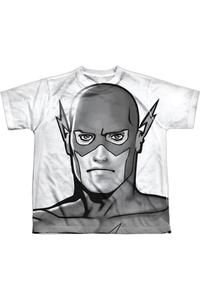 Футболка с коротким рукавом для подростков Justice League of America с изображением Флэша в черно-белом стиле Gildan