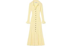 Self-Portrait Длинное платье с длинными рукавами Женское Кремово-желтое