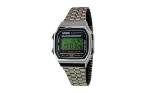 CASIO Мужские часы Retrofit Series с кварцевым механизмом, стальной браслет, черный циферблат
