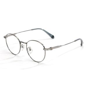 Police Титановые круглые очки унисекс, VPLT19K-0509 Bright Light Gunmetal+Gray Frame