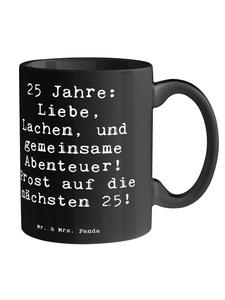 Кружка на 25-ю годовщину свадьбы (серебряная свадьба) с... черного цвета Mr. & Mrs. Panda
