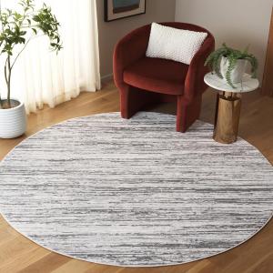 Ковер SAFAVIEH, 201 x 201 см, Hanna Collection, круглый, Grey & Ivory, современный дизайн, не линяет и прост в уходе, идеален для гостиной, столовой, спальни (HAN117F)