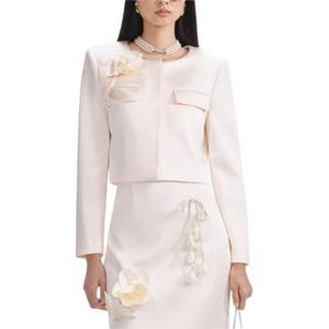 Self-portrait Женское укороченное пальдо цвета слоновой кости Self portrait