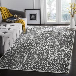 Ковер SAFAVIEH, 183 x 183 см, Marbella Collection, Dark Grey & Ivory, ручной работы из Chenille, идеален для помещений с высокой проходимостью в гостиной, спальне (MRB657A)