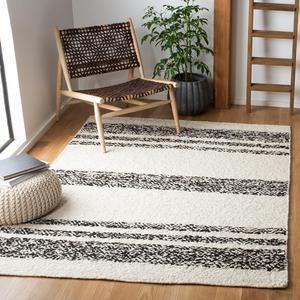 Ковер SAFAVIEH, 122 x 183 см, Natura Collection, Black & Ivory, ручной работы из шерсти, идеально для помещений с высокой проходимостью: прихожая, гостиная, спальня (NAT328Z)