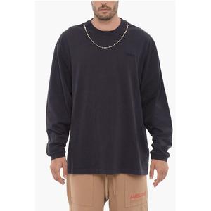 Футболка с длинными рукавами и круглым вырезом, украшенная цепочкой серебристого цвета Ambush, Blue