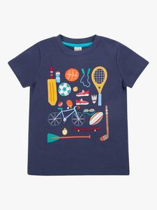 Детская футболка Carsen с аппликацией из органического хлопка Frugi, Navy/Multi