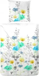 Постельное белье Satin White Yellow Floral Размеры: 135x200 см + 80x80 см Hahn