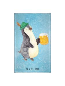 Mr. & Mrs. Panda Полотенце с изображением пингвина и надписью "Пиво" (без слогана) ледяного синего цвета
