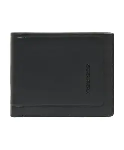 Мужской кожаный кошелек с откидным окошком для удостоверения личности, отделениями для монет и карт, с защитой от RFID-сканирования. Piquadro, черный
