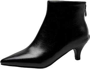 Ботинки DINTAHA для женщин с низким каблуком, заостренным носком, Black