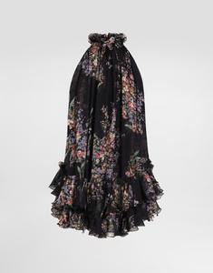 Платье из шифона с принтом "букеты цветов" DOLCE & GABBANA, мультиколор