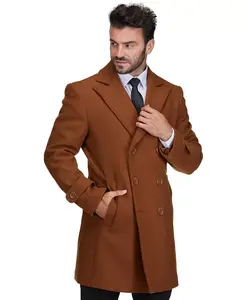 Мужское пальто дабл брестер из шерстяной смеси большого и высокого размера Braveman, коричневый
