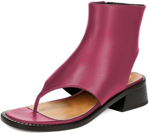 Женские сандалии-босоножки с открытым носком, боковыми молниями, толстыми низкими каблуками, шлепанцы, для покупок, вечеринок и выпускного, размеры 4-16 США Wo wagas, Plum