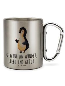 Кружка из нержавеющей стали с пингвином и божьей коровкой, выполненная в серебряном цвете. Mr. & Mrs. Panda