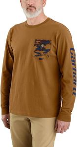 Мужская футболка Carhartt 106497 свободного кроя с длинными рукавами и камуфляжным принтом на кармане, Carhartt Brown