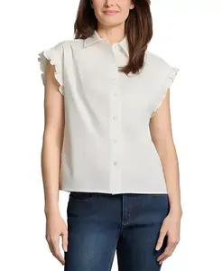 Женская блузка с короткими рукавами и оборками на манжетах Jones New York, белый