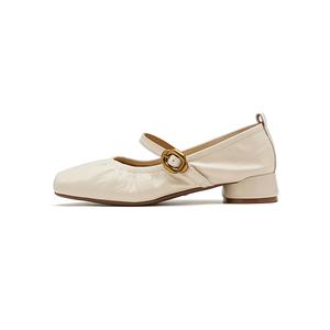 HARSON Туфли Мэри Джейн женские бежево-абрикосово-черные