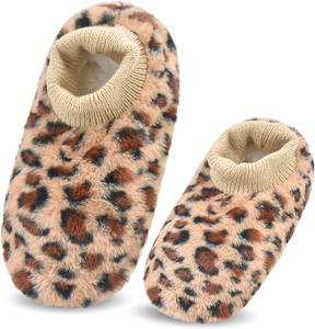 Женские теплые тапочки-носки DICUIRD с рифленой подошвой - рождественские домашние тапочки, Leopard 01