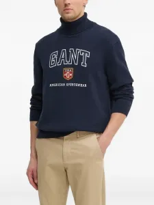 Свитер с высоким воротником и логотипом Gant, синий