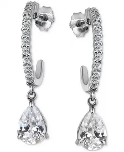 Серьги-Кольца в форме груши с кубическим цирконием (2-5/8 карата) из 18-каратного золота на стерлинговом серебре Giani Bernini, silver