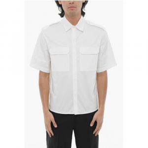 Рубашка свободного кроя в стиле милитари с короткими рукавами Neil Barrett, White
