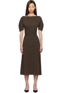 Lemaire Коричневое миди-платье с открытыми плечами