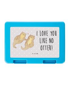 Mr. & Mrs. Panda Изображение лапок выдры в бенто-боксе с надписью, выполненной в серых пастельных тонах