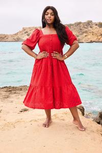 Английское платье-рубашка с застежкой на пуговицы Yours, красный