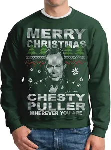 Свитер Ugly Christmas Sweater Chesty Puller Marine Corps Vintage Fly