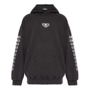 Толстовка bb paris icon medium fit hoodie 'black white' Balenciaga, черный