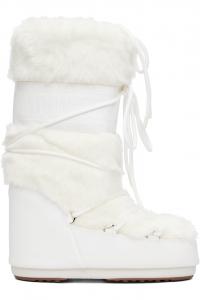Moon Boot Белые сапоги из искусственного меха с иконкой стиля