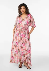 Платье макси mit vausschnitt und rüschens Zizzi, Rosa Multi Flower