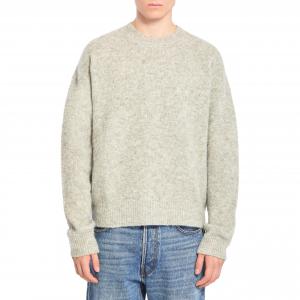 Свитер с круглым вырезом и вышитым логотипом Ami Paris Amiparis, светлый серый