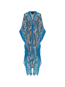 Платье миди с принтом "пейсли" и V-образным вырезом Etro, синий