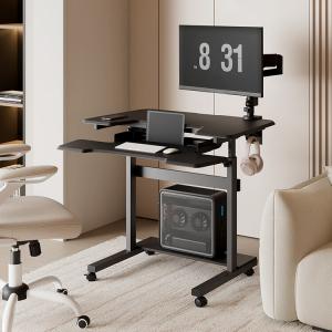 Механический стол с регулируемой высотой [черная выдвижная подставка для клавиатуры]