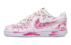 Nike Court Vision 1 Peach Red Bear низкие скейтбордские кроссовки унисекс розовый белый