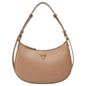 Полумесяц Серия Мини Сумка Через Плечо Женская Бежевая Кожа Теленка PINKO