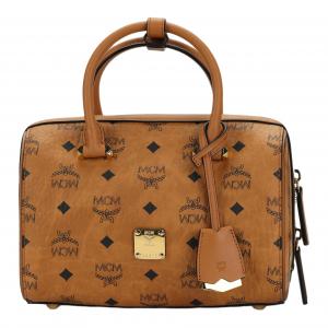 MCM ArenOriginal Visetos Сумка Бостон с Кожаной Отделкой, Через Плечо, На Одно Плечо, Женская Сумка Трампетс Унисекс Коричневый Коньяк