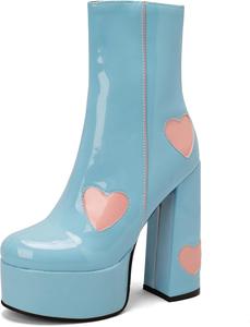 Roimaash женские ботильоны Sweet Patent Gothic на платформе, ботинки до щиколотки с широким каблуком, панк-стиль, 109 Blue