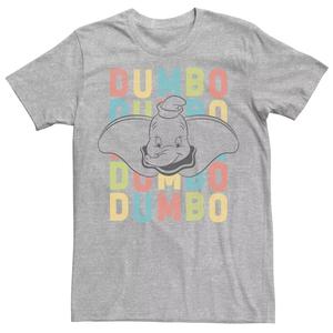 Мужская футболка с красочным винтажным плакатом Dumbo Name Stack Disney