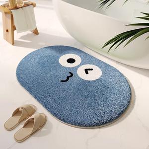 Budis Ковер 100х120 см для прихожей/ванной с геометрическим дизайном, влаговпитывающий, не скользящий, Pout Blue-oval