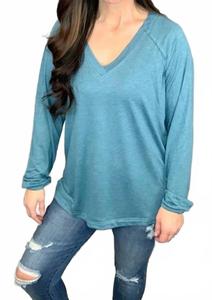 Сплошной топ с V-образным вырезом в цвете морской волны Shirley Stone, Teal