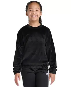 Большая девочка S-XL толстовка с длинным рукавом из велюра Adidas, черный