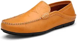 Мужские лоферы с мягкой натуральной кожей, слипоны, повседневные, комфортные, дышащие, пенни-лоферы для бизнеса и ежедневного ношения, легкие модные кроссовки Qacksv, желтый