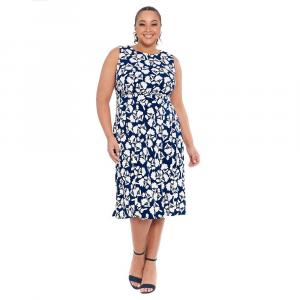 Платье миди London Times больших размеров, цвет Navy Ivory