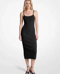 Миди-платье на бретелях из вязаного в рубчик материала Michael Michael Kors, черный